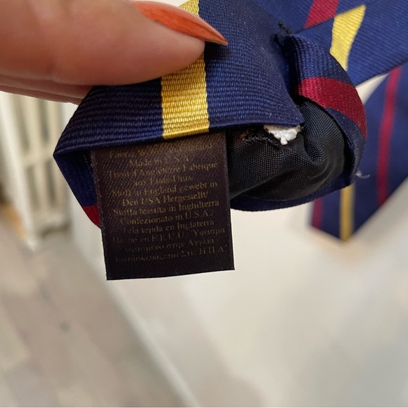 Brooks Brothers Navy Tie with Red and Yellow Stripes - Picture 4 of 4